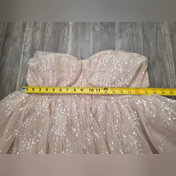 Nwt SELKIE CANDIED PARTY BLUE MOON SEQUIN PUFF DRESS xxl Cottage Fairycore - Picture 9 of 13